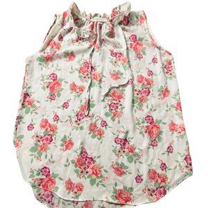 Jon & Anna Delicate Pink Rose Print, Ruffle Neck, Tie Juniors XL Spring Boho